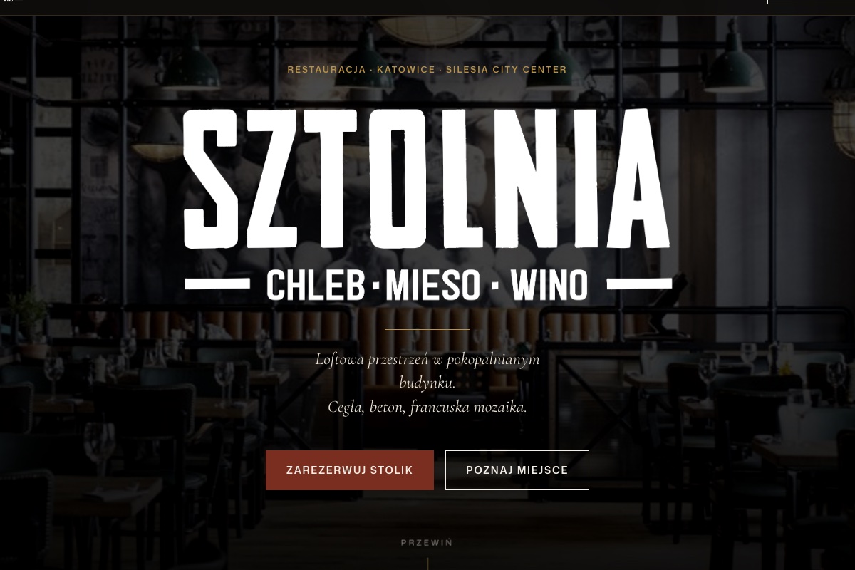 Sztolnia. Chleb · Mięso · Wino — restauracja Katowice